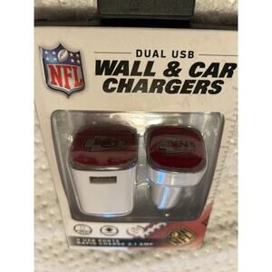 New In Package Kansas City Chiefs Dual USB Wall and Car Charger Rapid Charge